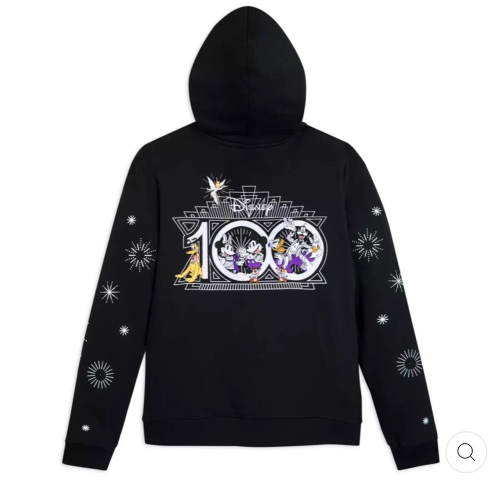 Rare Walt Disney 100th Anniversary Size Large Full Zip Hoodie Black Sweatshirt - Picture 4 of 10